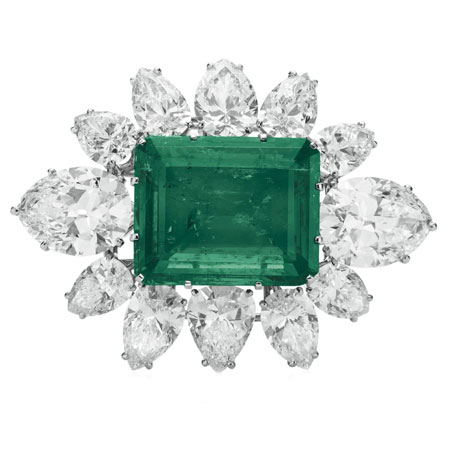 Elizabeth Taylor Emerald and Diamond Brooch