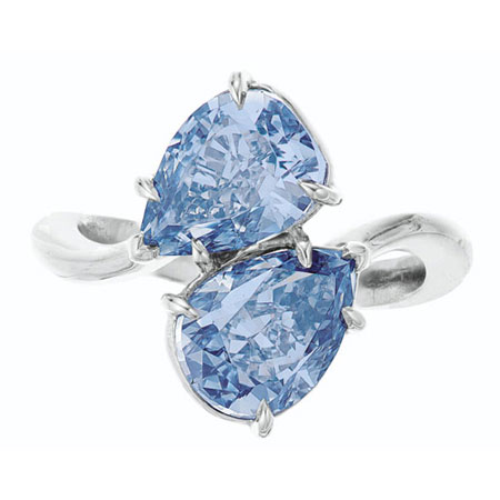 Twin Blue Diamond Ring